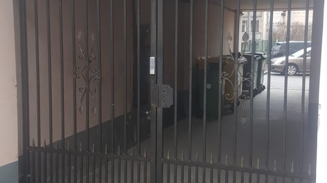 a gate with a door